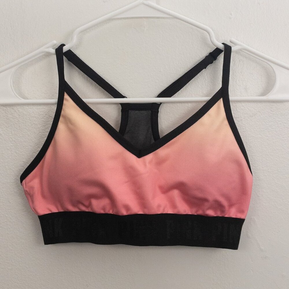PINK Ombre Mesh Back Sports Bra XS Activewear Yoga Gym Stretch
